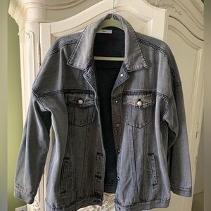 Washed black jean jacket